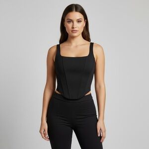 REORIA Black Sleeveless Bustier Adjustable Crop Tank Top Woman’s Size Small